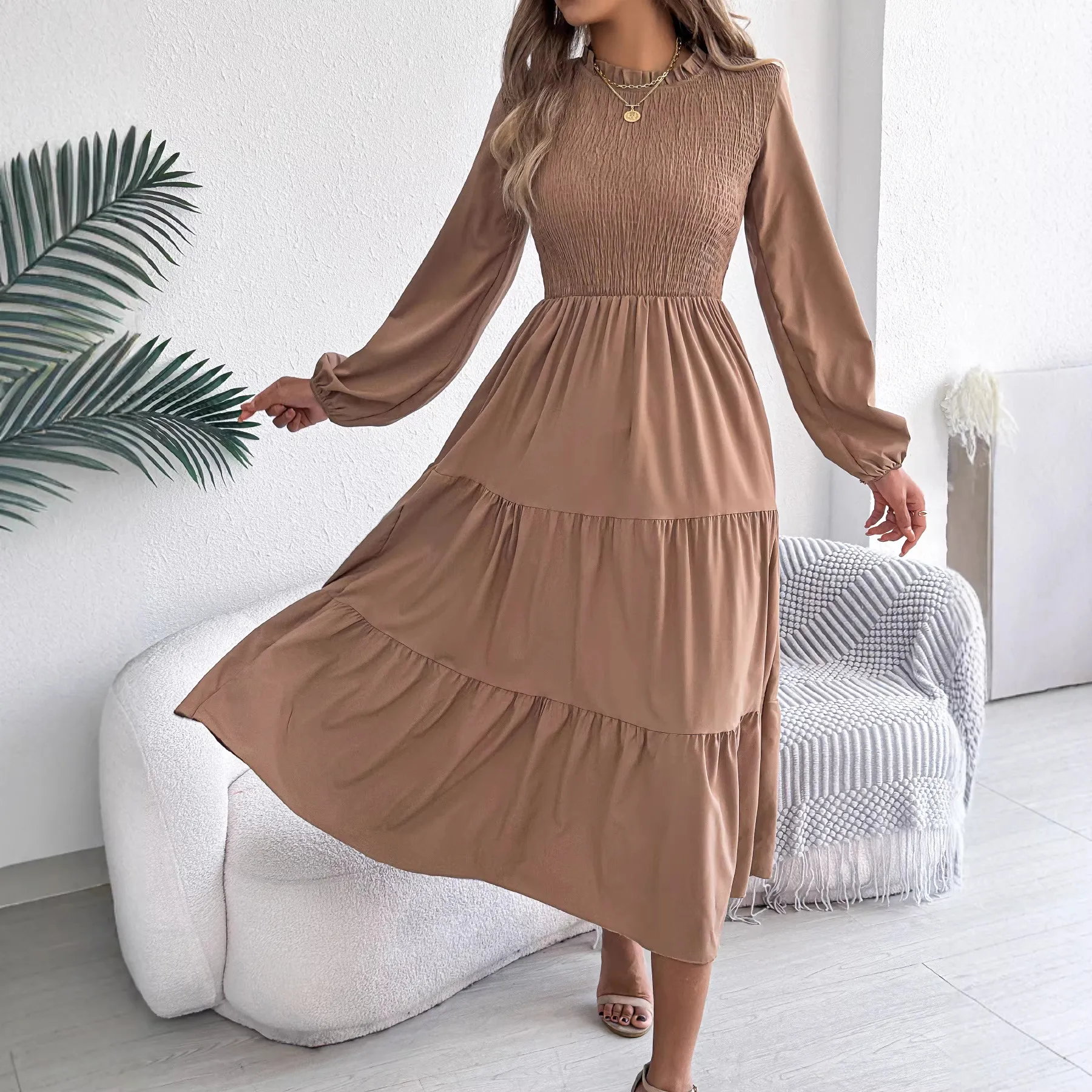 solid color fit and flare dress Women's Sexy Solid Color Faux Pearl Decor Low Cut Square Neck Non-adjustable Shoulder Straps Mini Fit And Flare Dress In BLACK