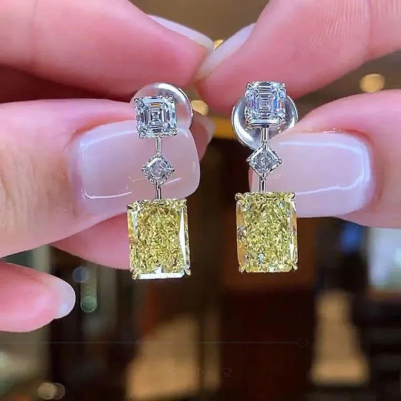 Jewelry Korean Rectangular Quadrangular Light Luxury Square Personality Accessories Diamond Shaped High End Earrings_voghion.com