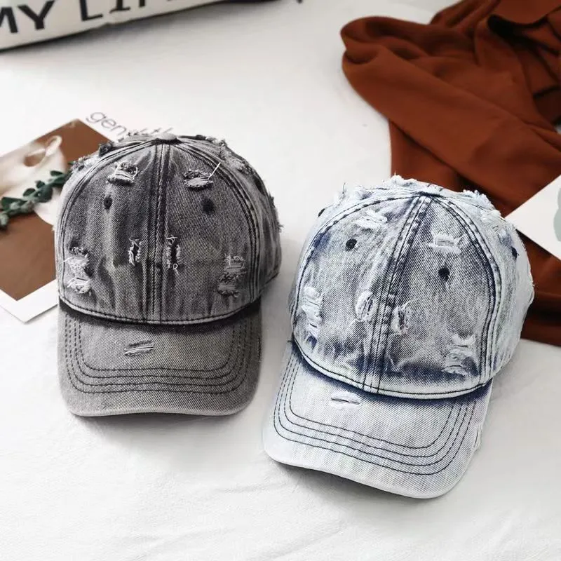 Ladies Denim Baseball Cap Adjustable Cotton Sunshade Dome  display picture 1