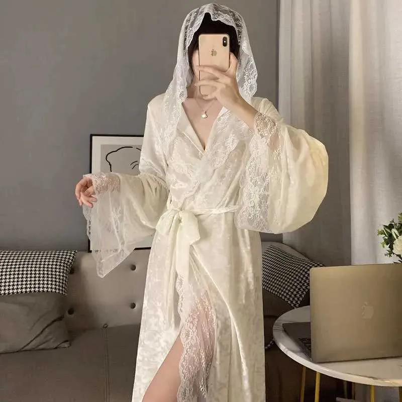 ladies velvet dressing gown Women Bathrobe Cotton Lace Patchwork Hooded with Sashes for Spring Autumn from Dhgate Bath Robe Michael Kors