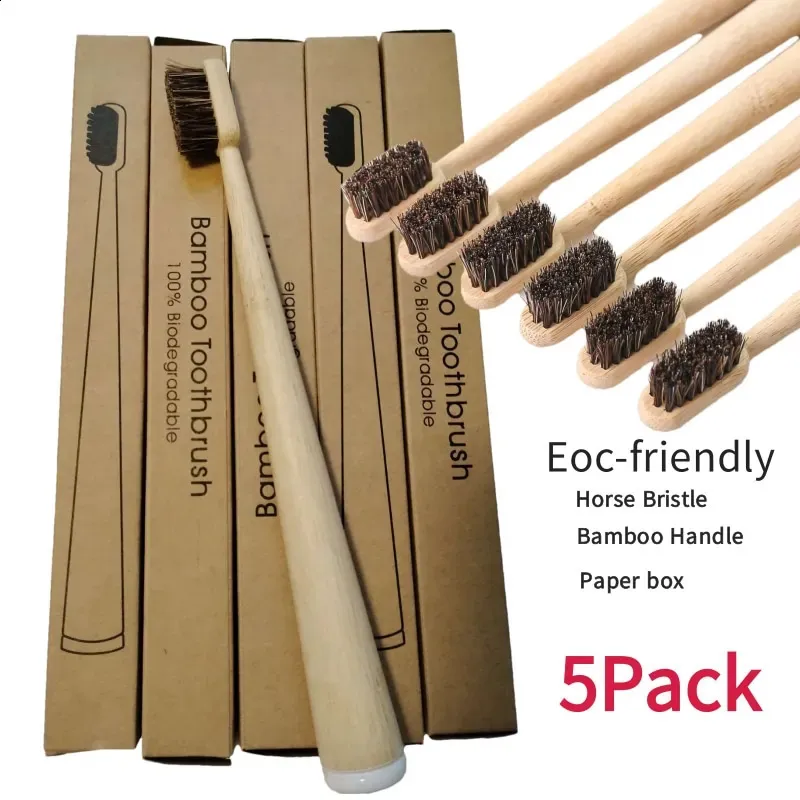 Bamboo Toothbrush Set Soft Natural Bristle Compostable Biodegradable ...