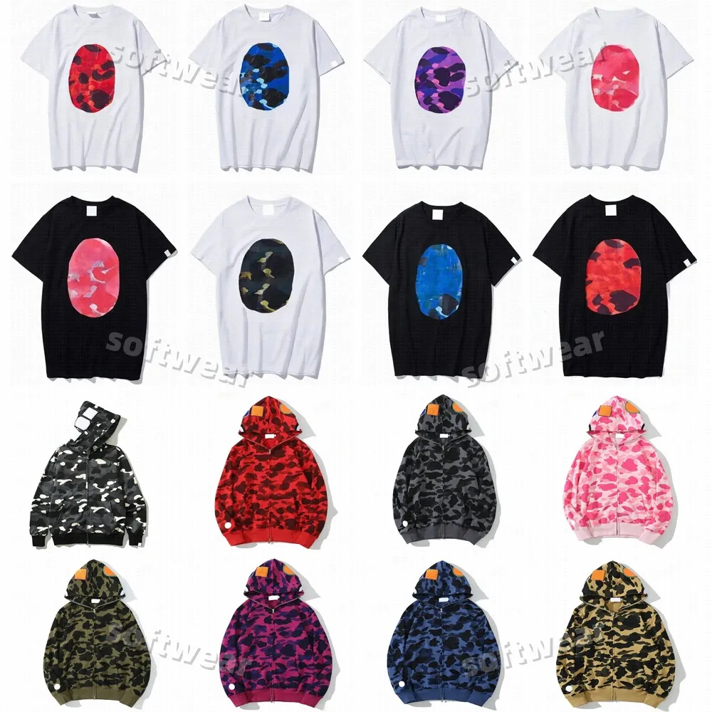 Designer Hoodies Jacket Full Zip Up Men Women Fashion Camouflage Pattern Jackets Hoodie Sweatshirts red and blue For Male Top Colors Clothing Womens Mens Sweetwear