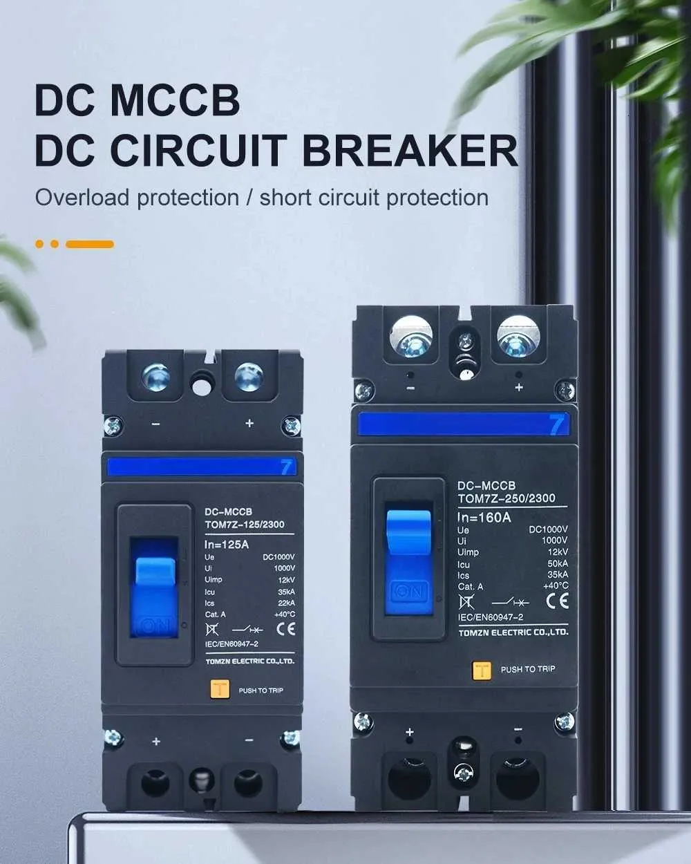 2P DC 1000V MCCB DC ソーラーモールドケースサーキットブレーカー