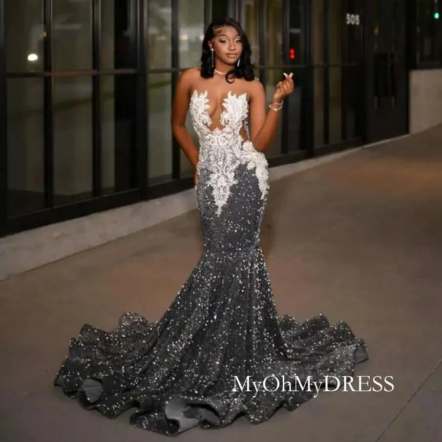 elegant grey prom dresses For Black Women Illusion... From Myohmydress, $134.08 feb24-release