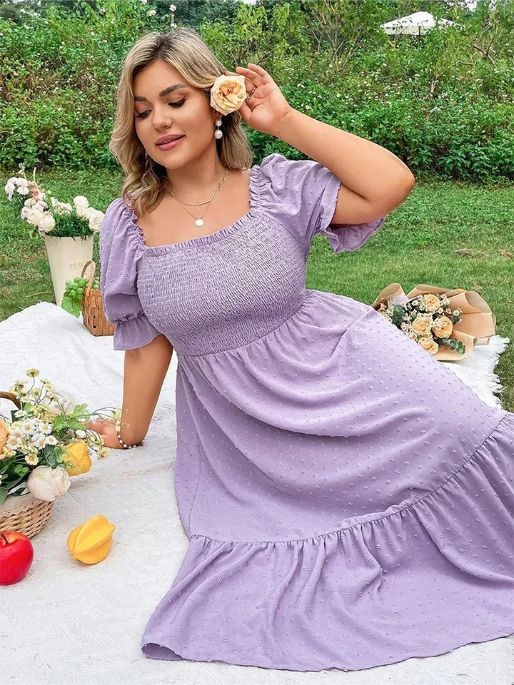 plus size casual wrap dress Plus Size Solid Short Sleeve Wrap Dress