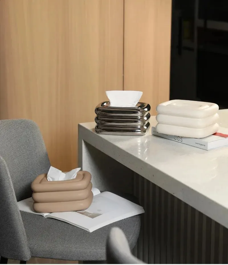 Ceramic Tissue Box Holder Rectangular Geometric Fringe Plastic Facial ...