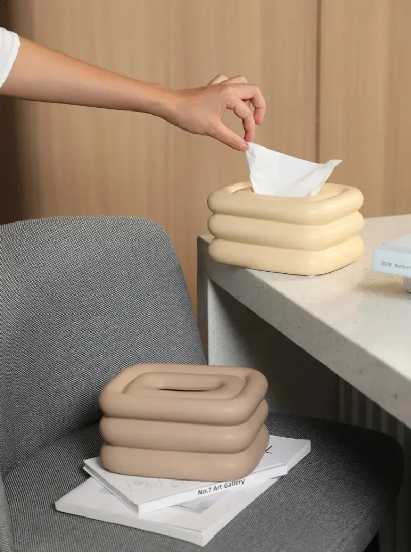 Ceramic Tissue Box Holder Rectangular Geometric Fringe Plastic Facial ...