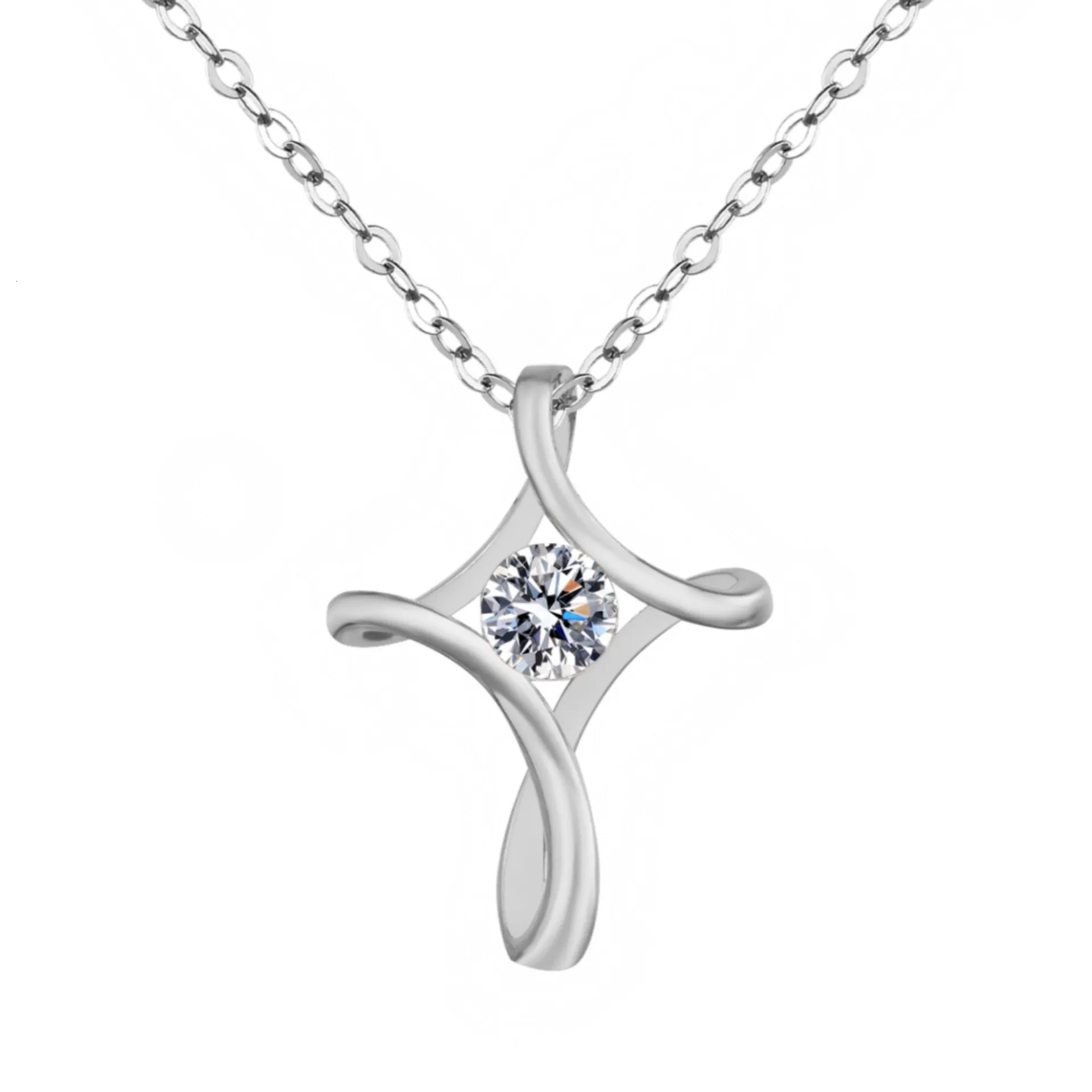 Modieuze ketting met zirkonia kruis hanger verfijnde sieraden_voghion.com
