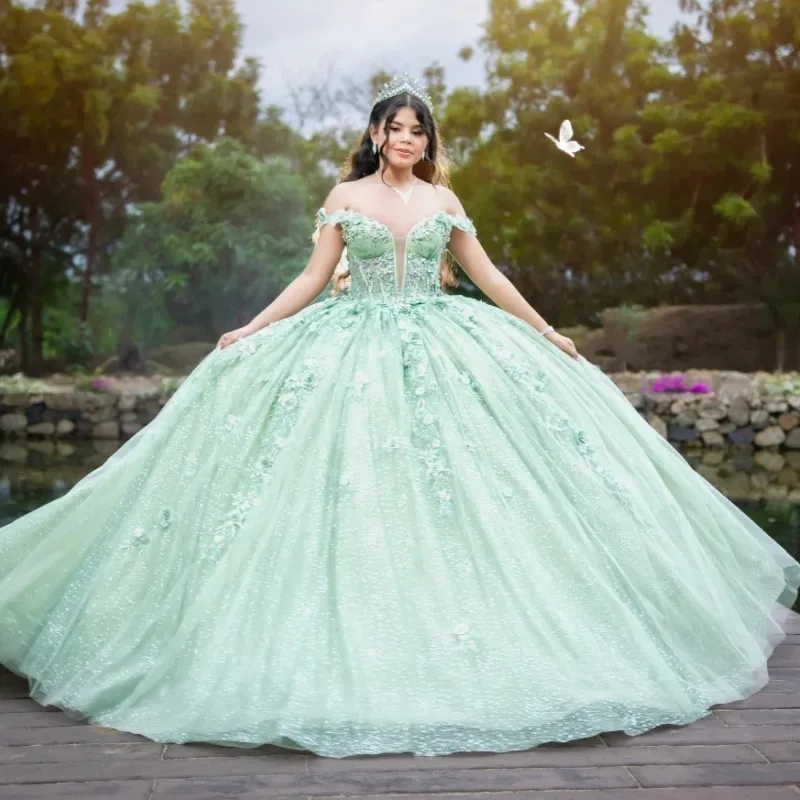neon green 15 dresses Light Green Quinceanera Dresses Off Shoulder... From Leiel123, Rs.31,068.76