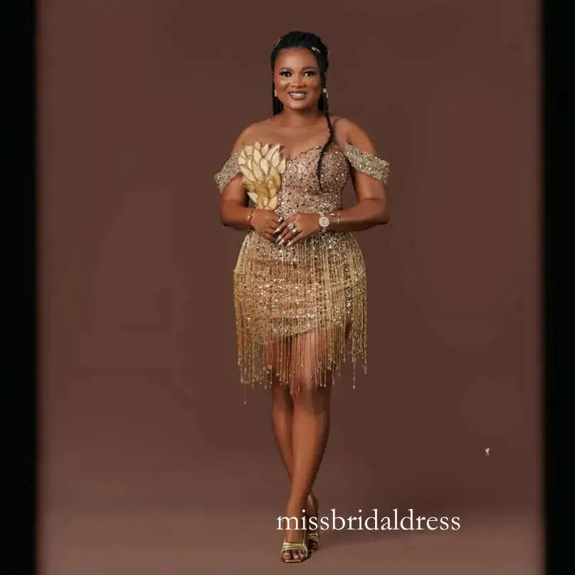 gold sequin and mesh dress Gold Sequin One Shoulder Mesh Dress with Slit Large