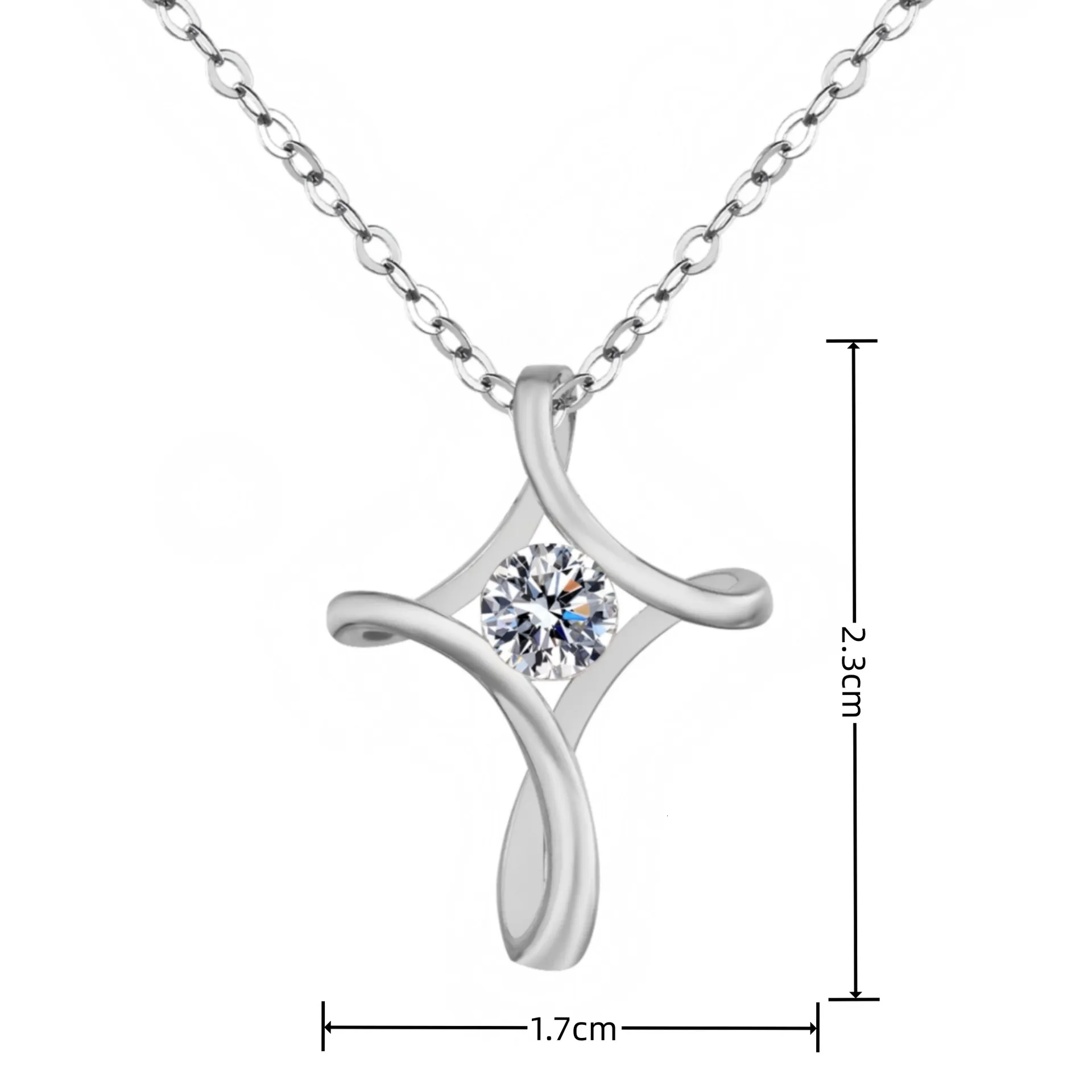 Modieuze ketting met zirkonia kruis hanger verfijnde sieraden_voghion.com