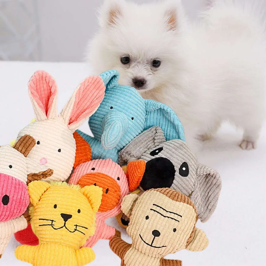 Pink Pig and White Rabbit Plush Dog Toys with Sound for Puppy Teething ...