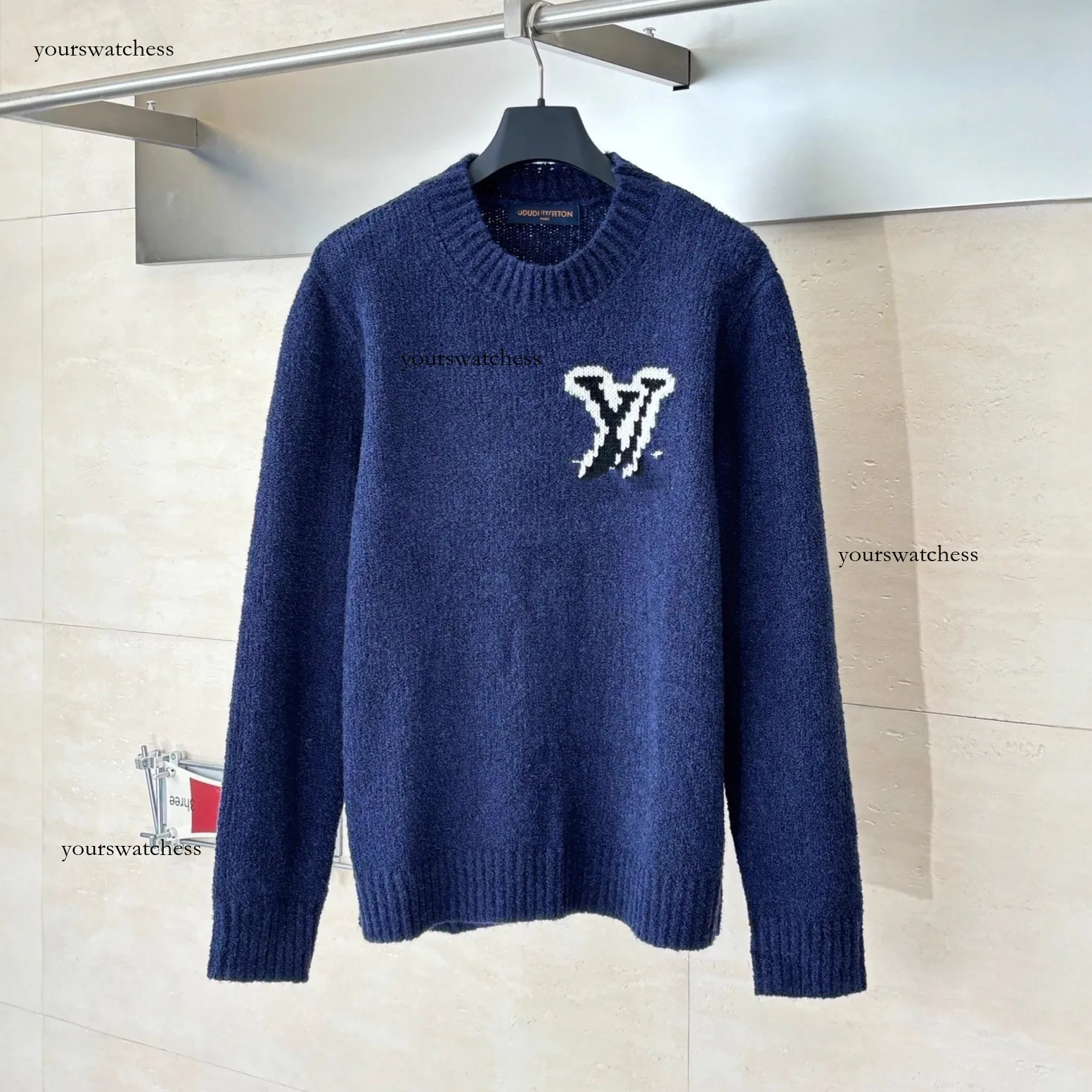 Intarsia Louis Vuitton Logo Sweater Louis Vuitton Clock Intarsia