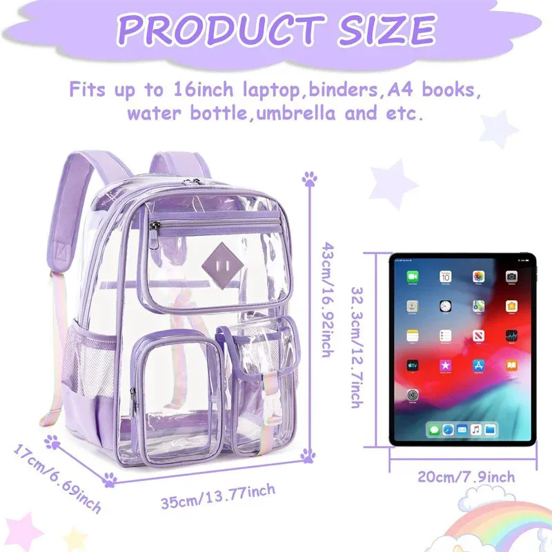 Transparent Pvc Trekking Backpack Large Capacity Waterproof Sports Bag_voghion.com