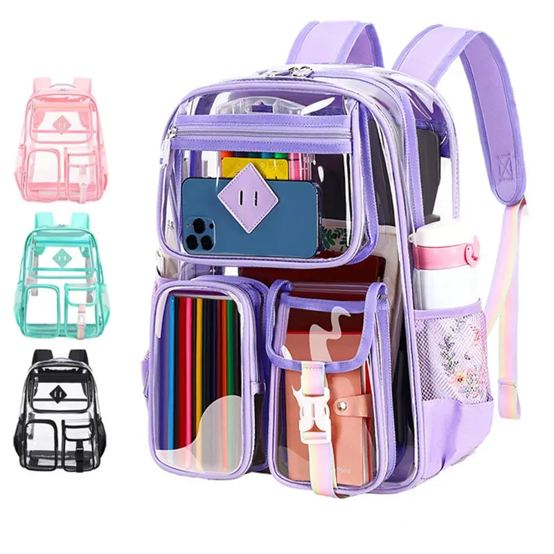 Transparent Pvc Trekking Backpack Large Capacity Waterproof Sports Bag_voghion.com