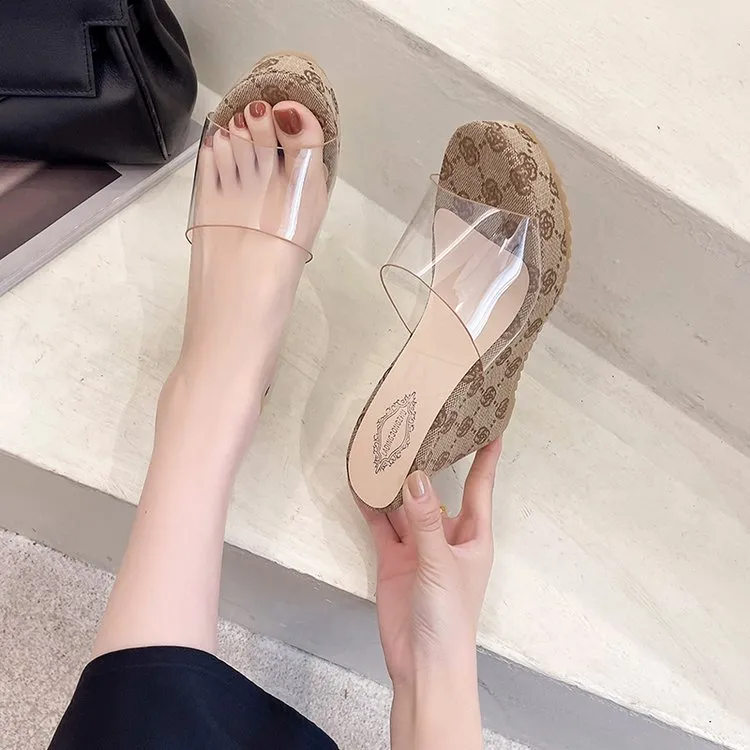Elegantes sandalias de tacón alto para mujer, estilo veraniego 2026, con diseño estampado, plataforma de cuña, transparentes y transpirables._voghion.com