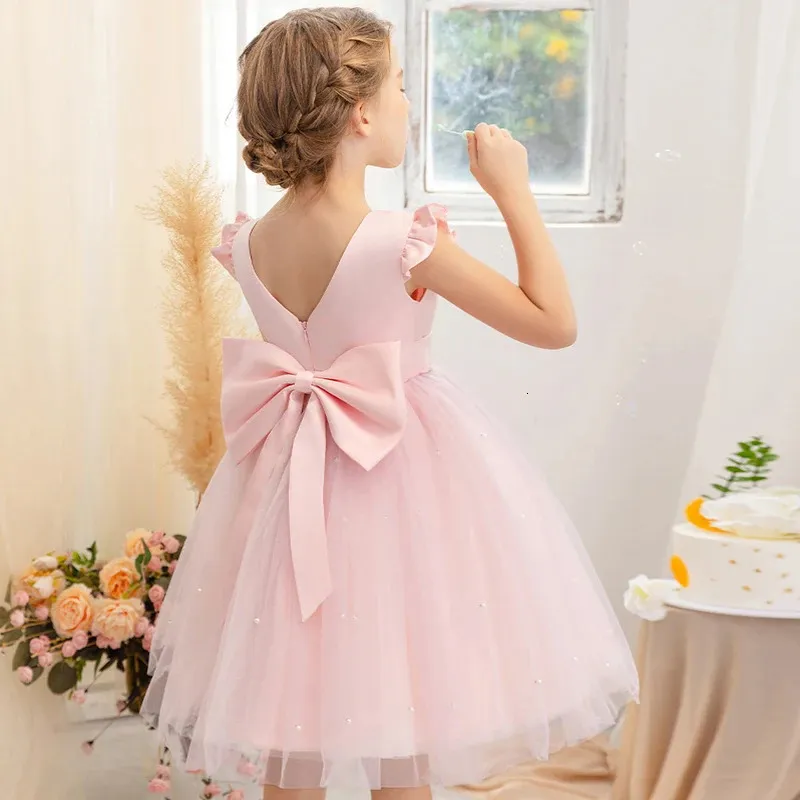 princess dress summer Girls' Summer French Palace Style Princess Dress, Puff Sleeve Short Sleeve,  Round Neck, Hollow Out, Children's 3D Ruffle Hem Dress