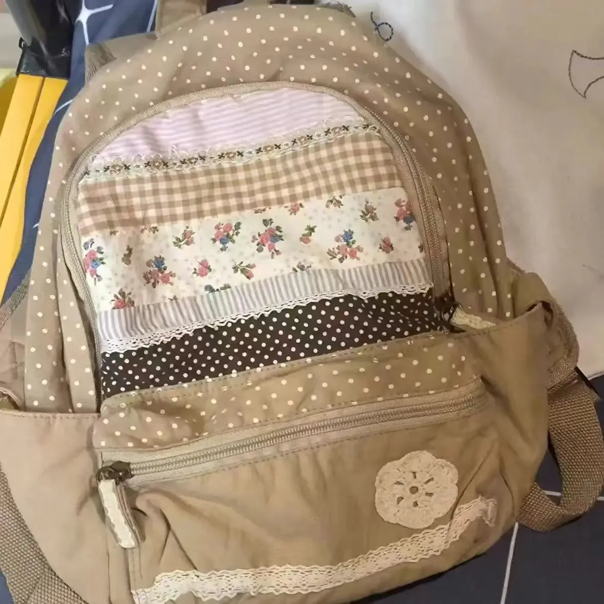 Japanese Vintage Y2K Aesthetic Backpack Cute Flower From