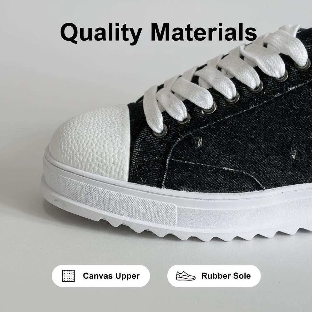 Okimoz Casual Running Sneaker Designer Shoes Black Denim Distressed Platform Sneakers Outdoor Sport Tennis Unisex Mesh_voghion.com