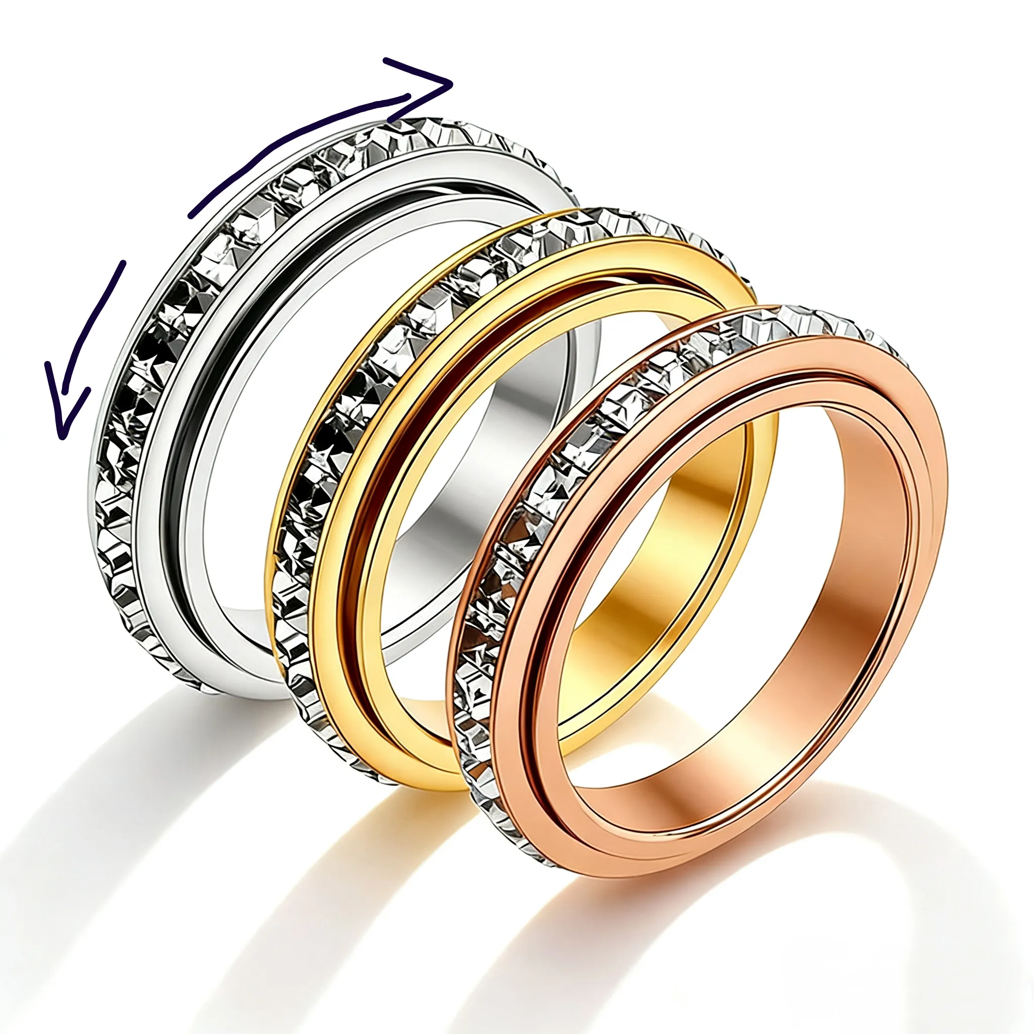 Gold Rotating Rings Love Ring Spinning Rotatable Gold And Silver Couple... From Glama4u ...