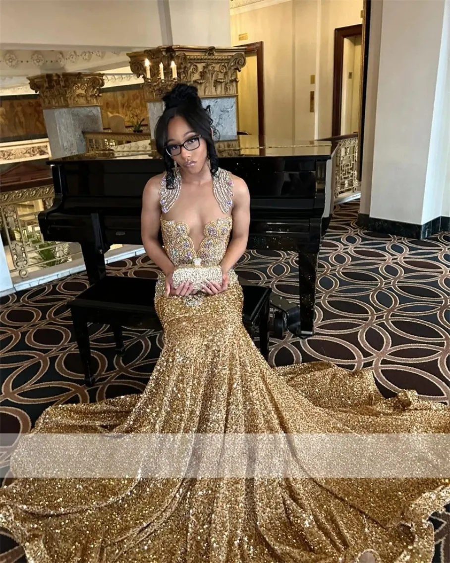 gold diamond sequin dress Elegant Gold Diamond Sequin Mermaid Prom Dress ... From Babynice888,  Rs.23,582.94