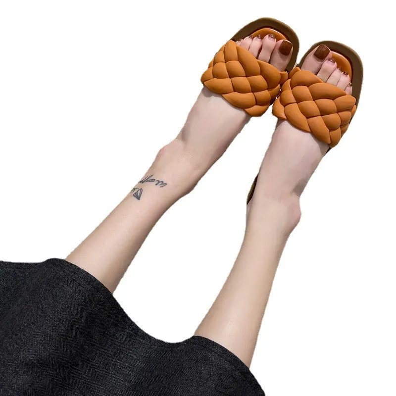Cross Border New Style Summer Outerwear Fashionable Woven Pointed Rubber Soled Anti Slip Open Toe Flip Flops Free_voghion.com
