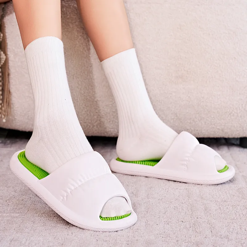 Design Women's Comfortable Lightweight EVA Slides For Home Sandals Acupressure Massage Slippers Non Slip Solid Slide_voghion.com