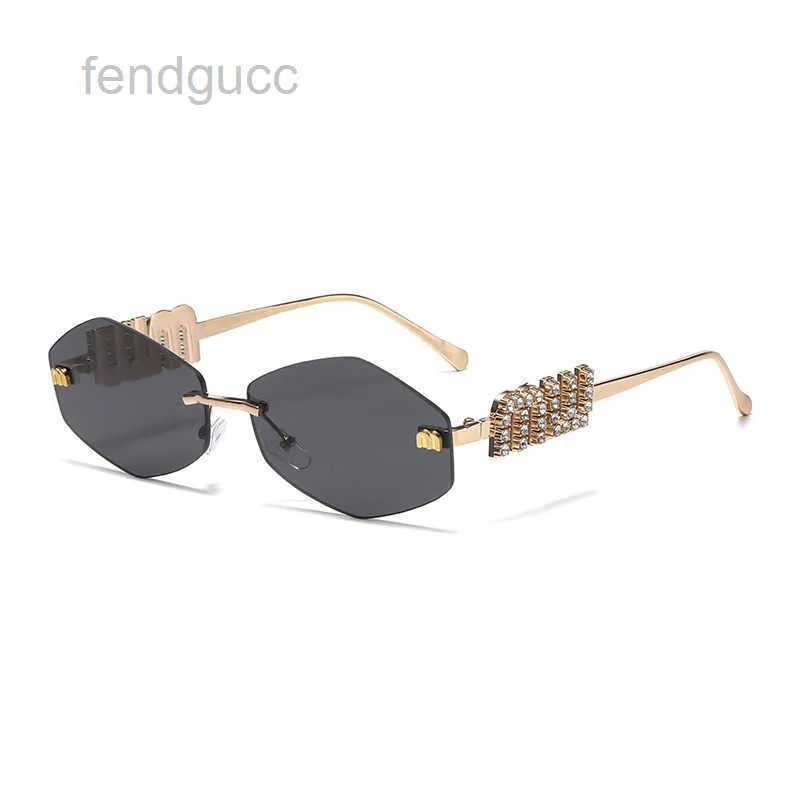 Rhinestone Rimless Sunglasses for Men Retro Rhombus Small  display picture 1