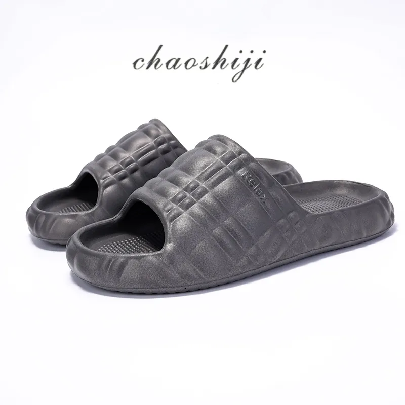 Slides Couple Ultra Light Trendy Plaid Pattern EVA Slippers Summer Outdoor Beach Sandals Fashionable Non Slip Solid_voghion.com