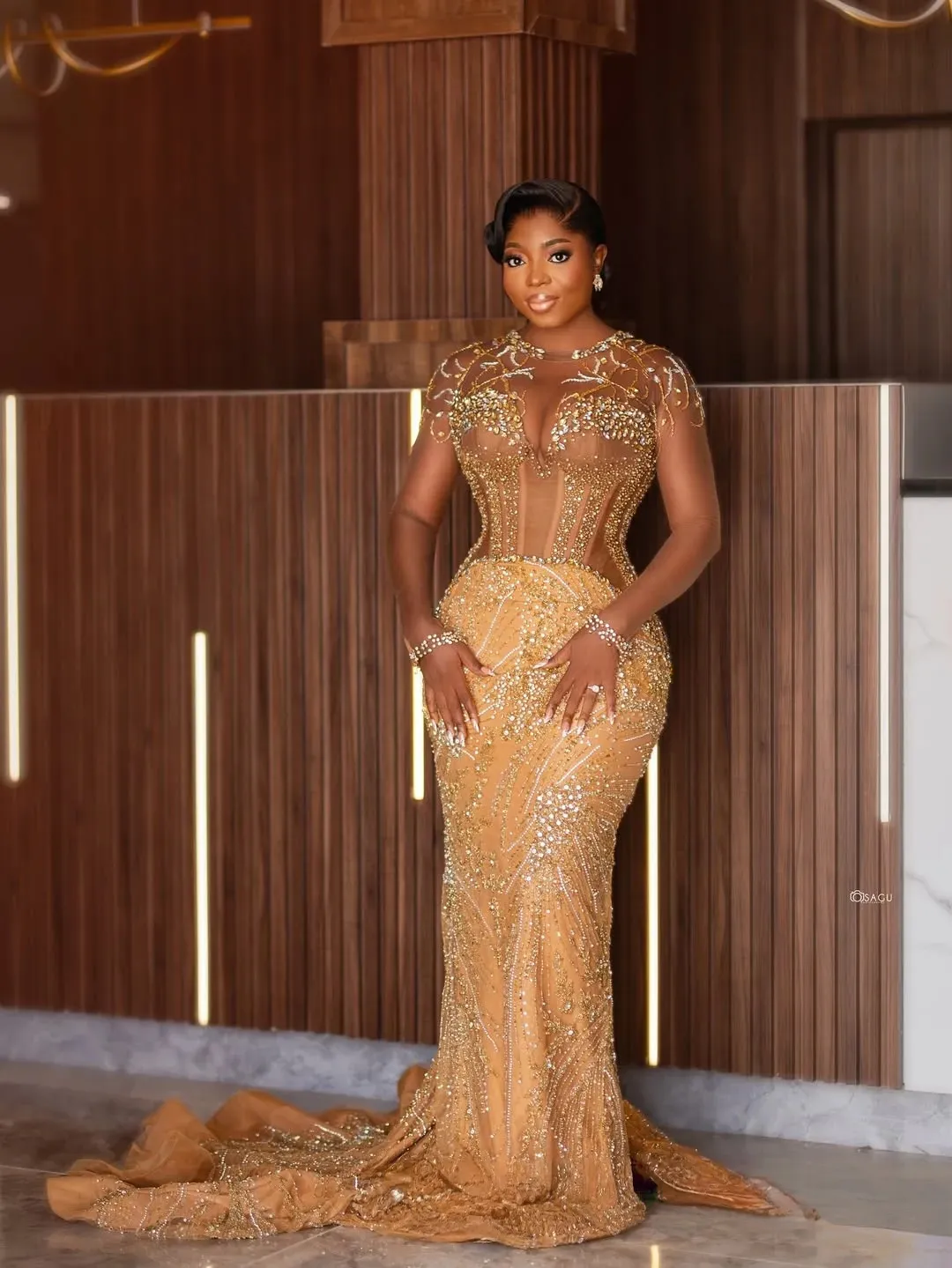 jewels formal dresses Jewel Mermaid Sheer Side Slit and Detachable Side Mesh...  smcfashion.com