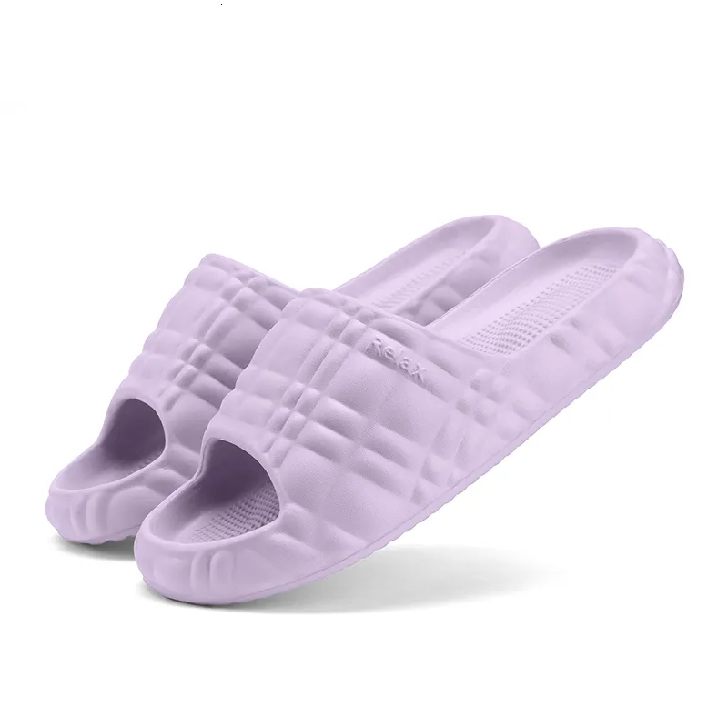 Women's Fashion Grid Design Slippers Comfortable Lightweight EVA Slides For Home Sandals Fashionable Non Slip Solid_voghion.com