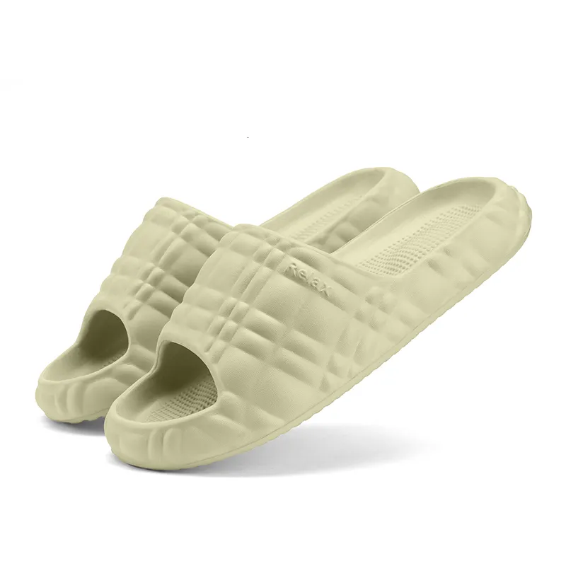 Women's Fashion Grid Design Slippers Comfortable Lightweight EVA Slides For Home Sandals Fashionable Non Slip Solid_voghion.com