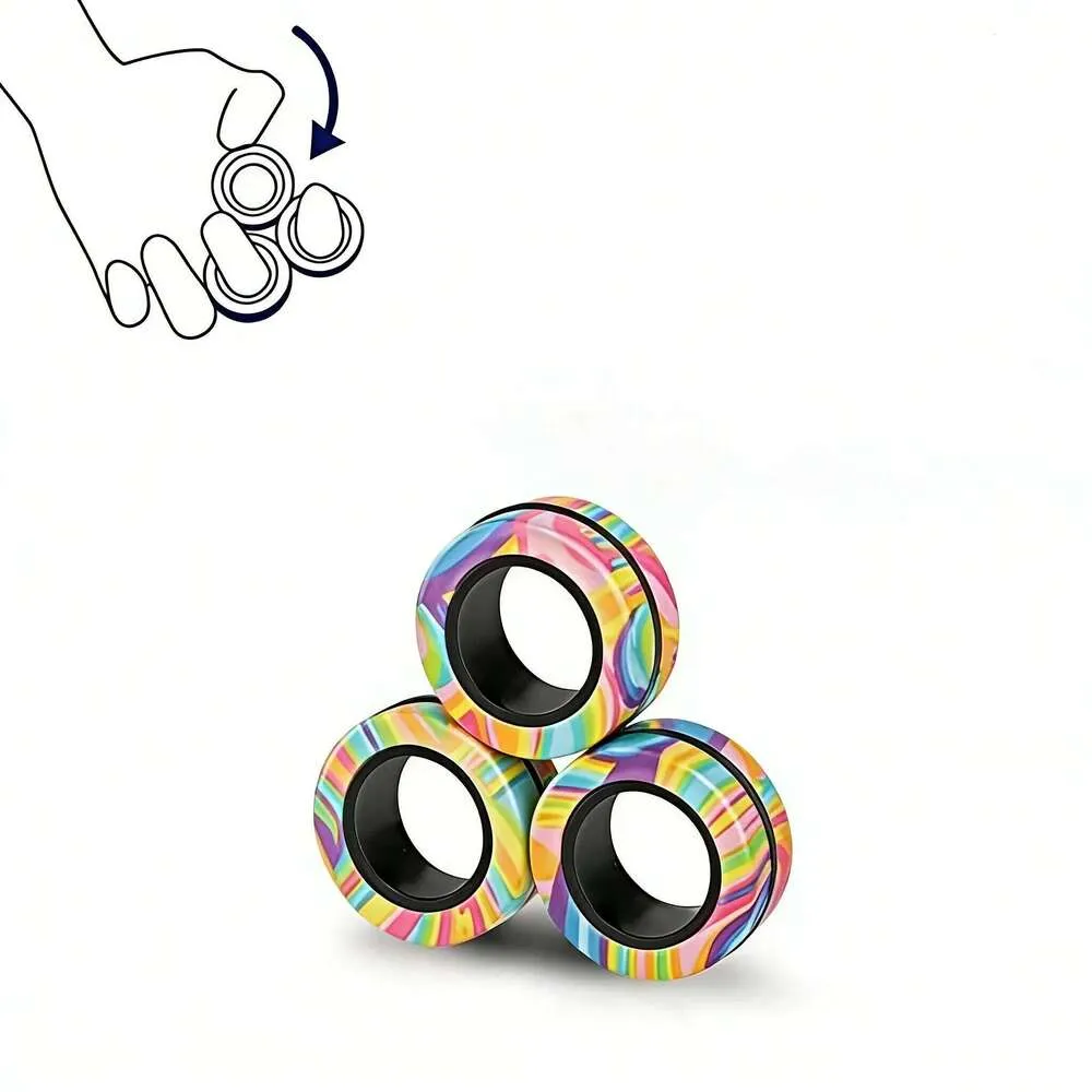 Pack De 3 Anillos Magnéticos Fidget – Juguete Anti-Estrés Para Adultos Con Imanes N40