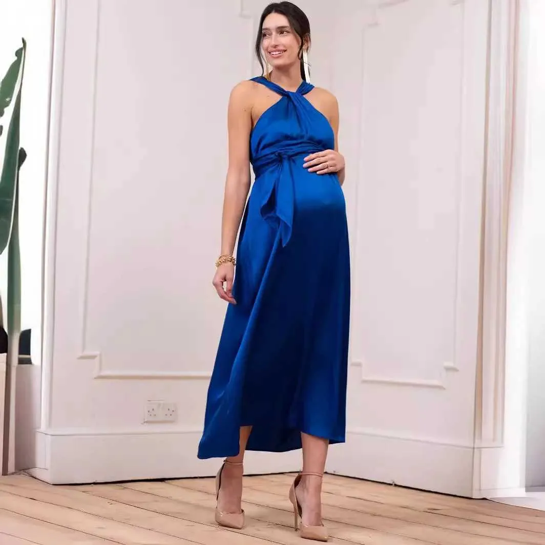 maternity dresses loose Cream Off Shoulder Ruffle Tiered Maxi Dress 54Shoulder+Sleeve Length SHEIN Maternity Casual Loose Striped
