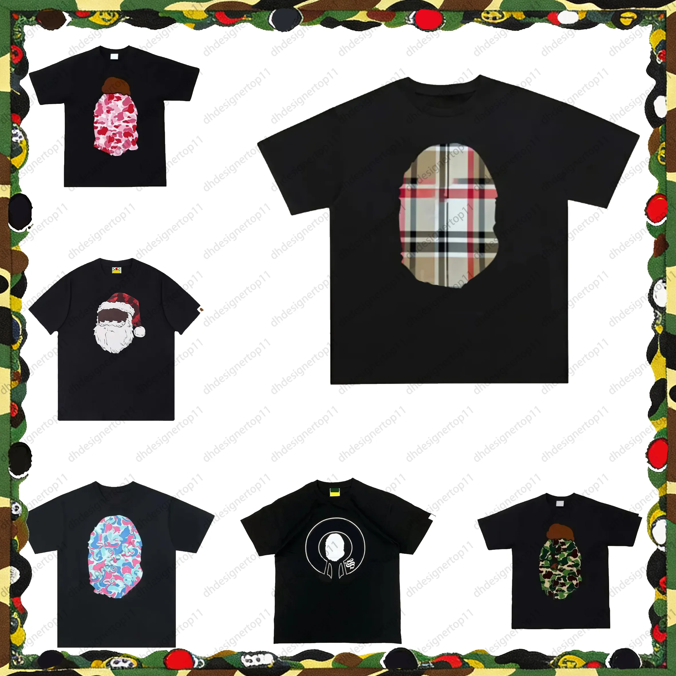 bapeyll tshirts designer shirt High Street Graphic T Shirts For Men Summer Classic Pattern Decoration Fashion womens Short Sleeve shark Shirts SIZE S-3XL