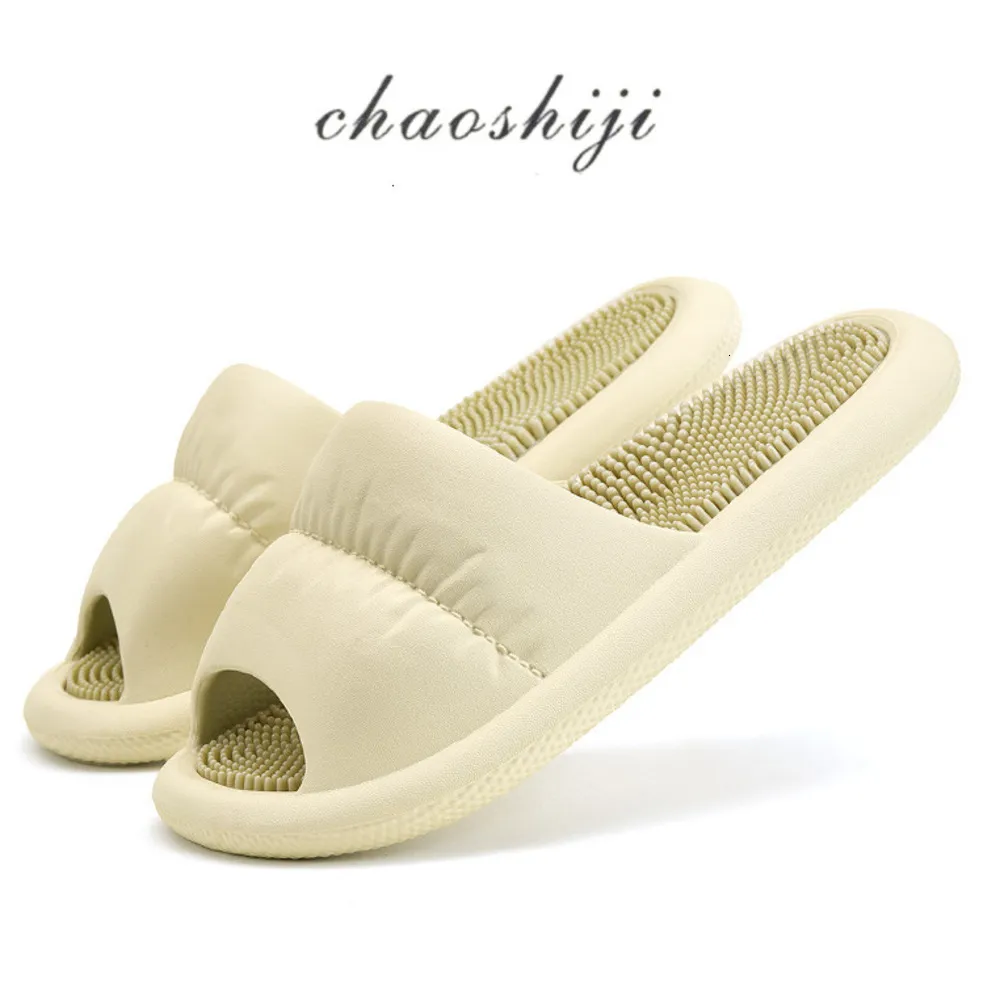 Design Women's Comfortable Lightweight EVA Slides For Home Sandals Acupressure Massage Slippers Non Slip Solid Slide_voghion.com