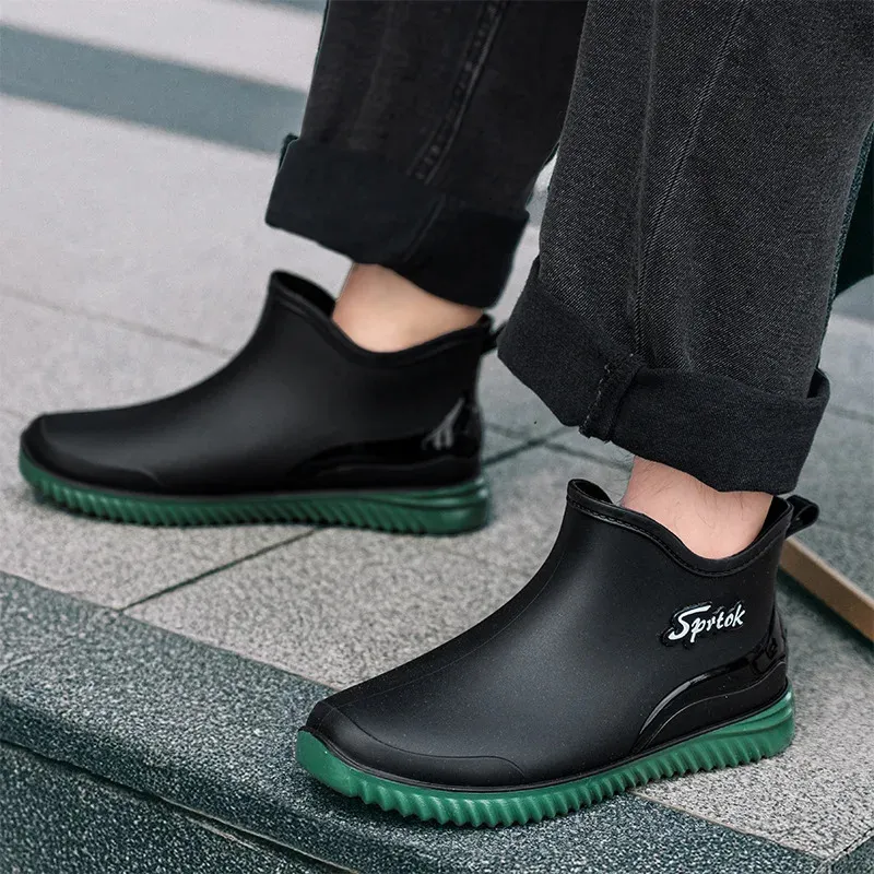 Mens Ankle Rain Boots Waterproof Slip On Shoes ... From  display picture 1