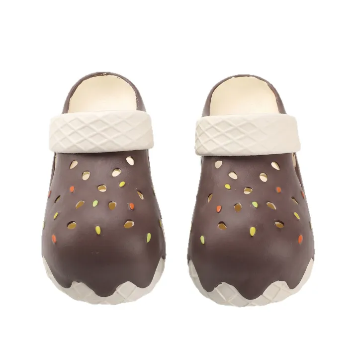 New Hot Selling Ice Cream Waffle Tube Slippers Breathable And Lightweight Sandals With Sprinkle Decor Casual Beach Daily_vogvips.com
