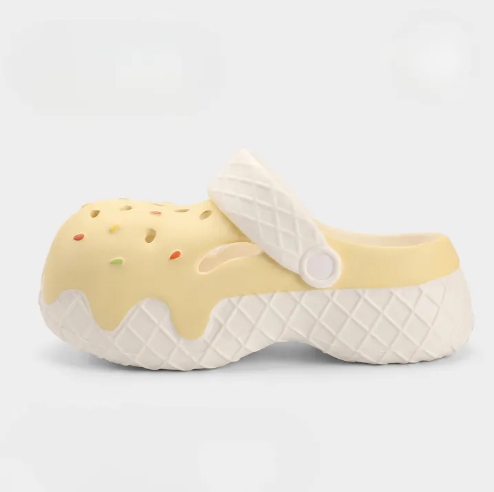New Hot Selling Ice Cream Waffle Tube Slippers Breathable And Lightweight Sandals With Sprinkle Decor Casual Beach Daily_vogvips.com