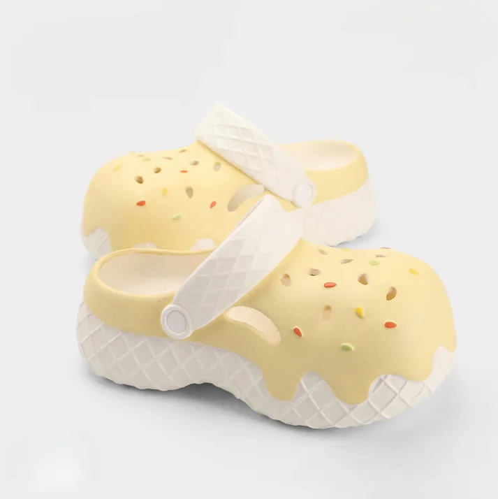 New Hot Selling Ice Cream Waffle Tube Slippers Breathable And Lightweight Sandals With Sprinkle Decor Casual Beach Daily_vogvips.com