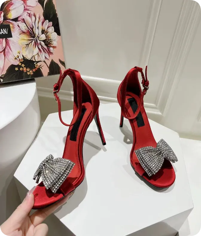 red dress sandals Women's Polished with Personality Ivory Multi Stone Heeled Sandals | Size: 5.5