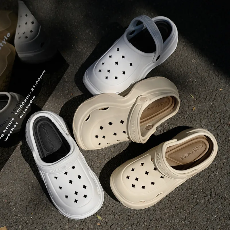 New Wave Bottom EVA Slippers Breathable Lightweight With Hollowed Out Casual Streetwear And Beach Shoes_vogvips.com