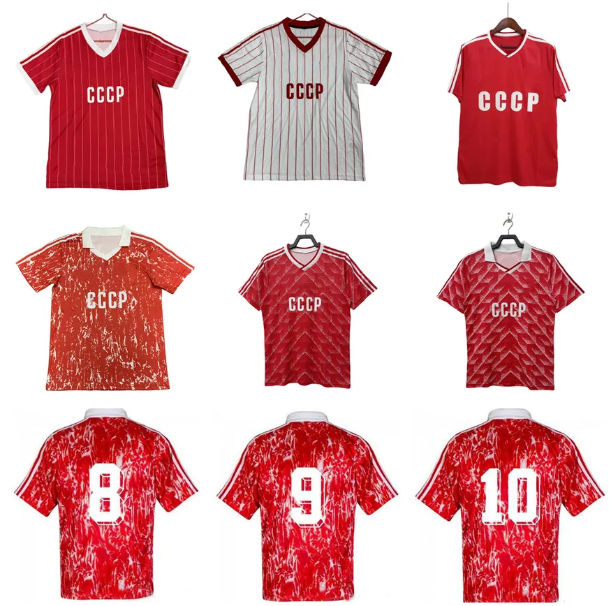 レトロ 1986 1991 ソ連ホーム レッド サッカー ジャージ #10を