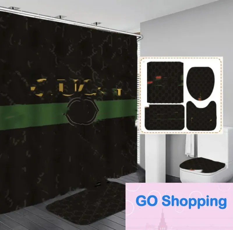 Designer All‑Match Letter Printed Shower Curtain & Bathroom 4‑Piece Set – $11.03 Review & Price Drop