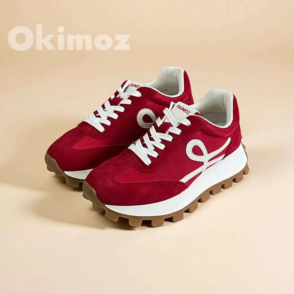 OKIMOZ Sneaker Designer Retro Chunky Platform Sneakers With Signature Logo Bold Red Casual Shoes_voghion.com