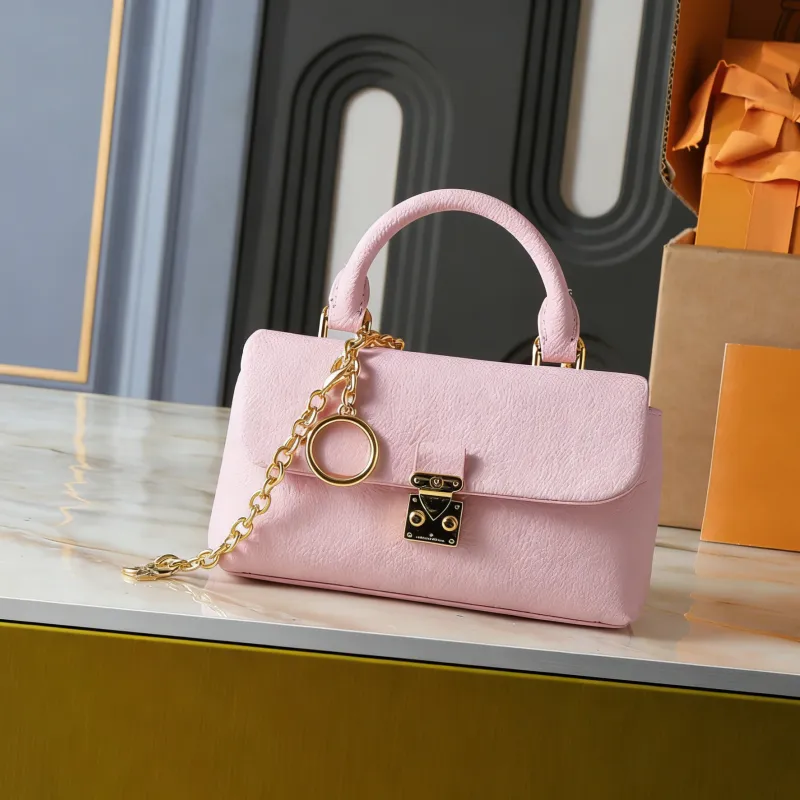 Small Genuine Leather Nano Madeleine Shoulder Bag with Lock Chain