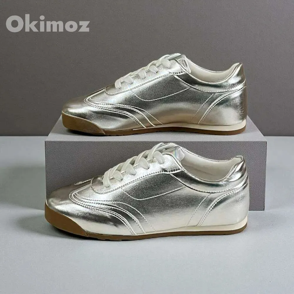 okimoz Neue Laufschuhe im Retro-Stil, metallisch-silber, leichte, glänzende Freizeitschuhe für Damen, atmungsaktiv_voghion.com