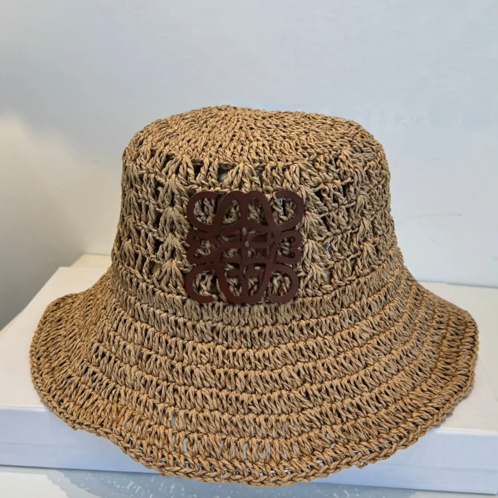 Designer Beach Straw Rattan Bucket Hat Canvas Woven From Fashionshop 