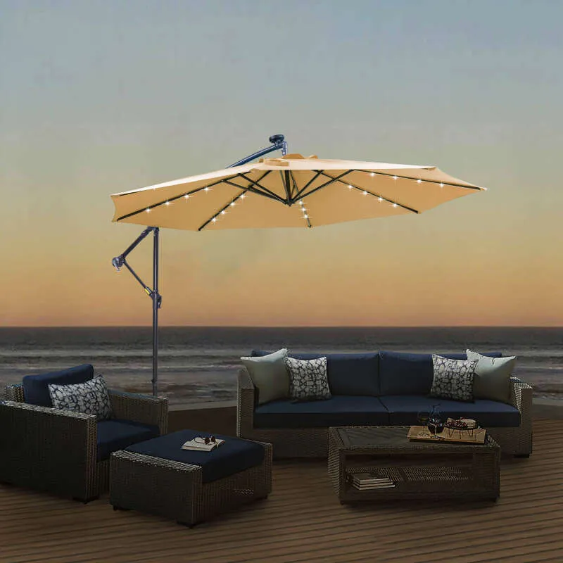 6 chair patio table with umbrella Outsunny 8-Piece Patio Dining Set with 9 Ft Umbrella, Mixed Brown