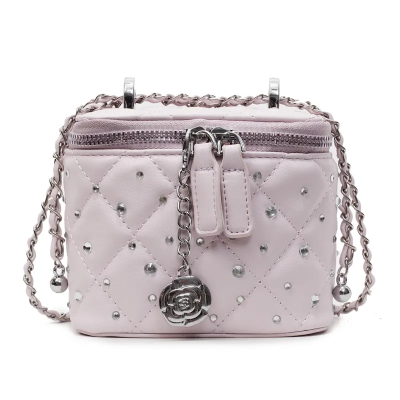 2026 New Design Box Embroidered Thread Diamond Grid Single Shoulder Crossbody High End Feeling Chain Mini Small Square_voghion.com